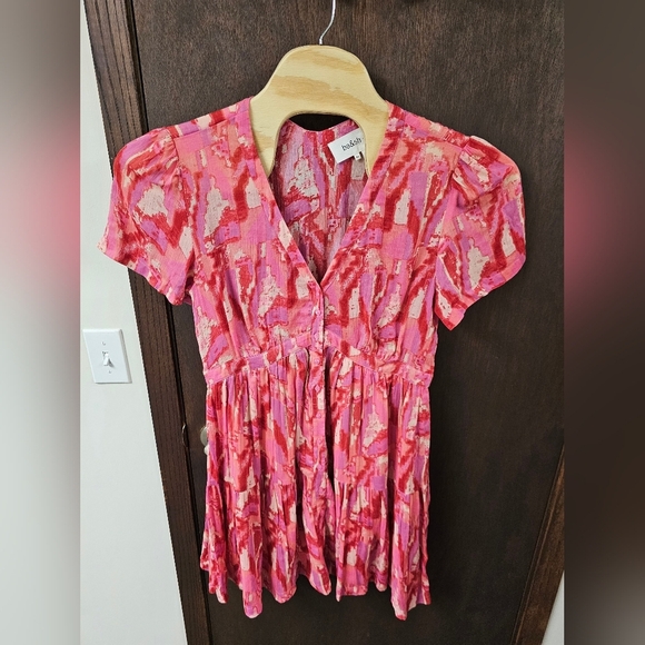 Ba&sh Women's Pink Talita Tiered‎ Mini Dress Size XL - Picture 4 of 10